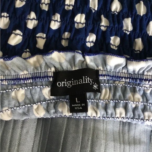 Originality, sleeveless jumpsuit, size Large, navy with white polka dots - Picture 2 of 3